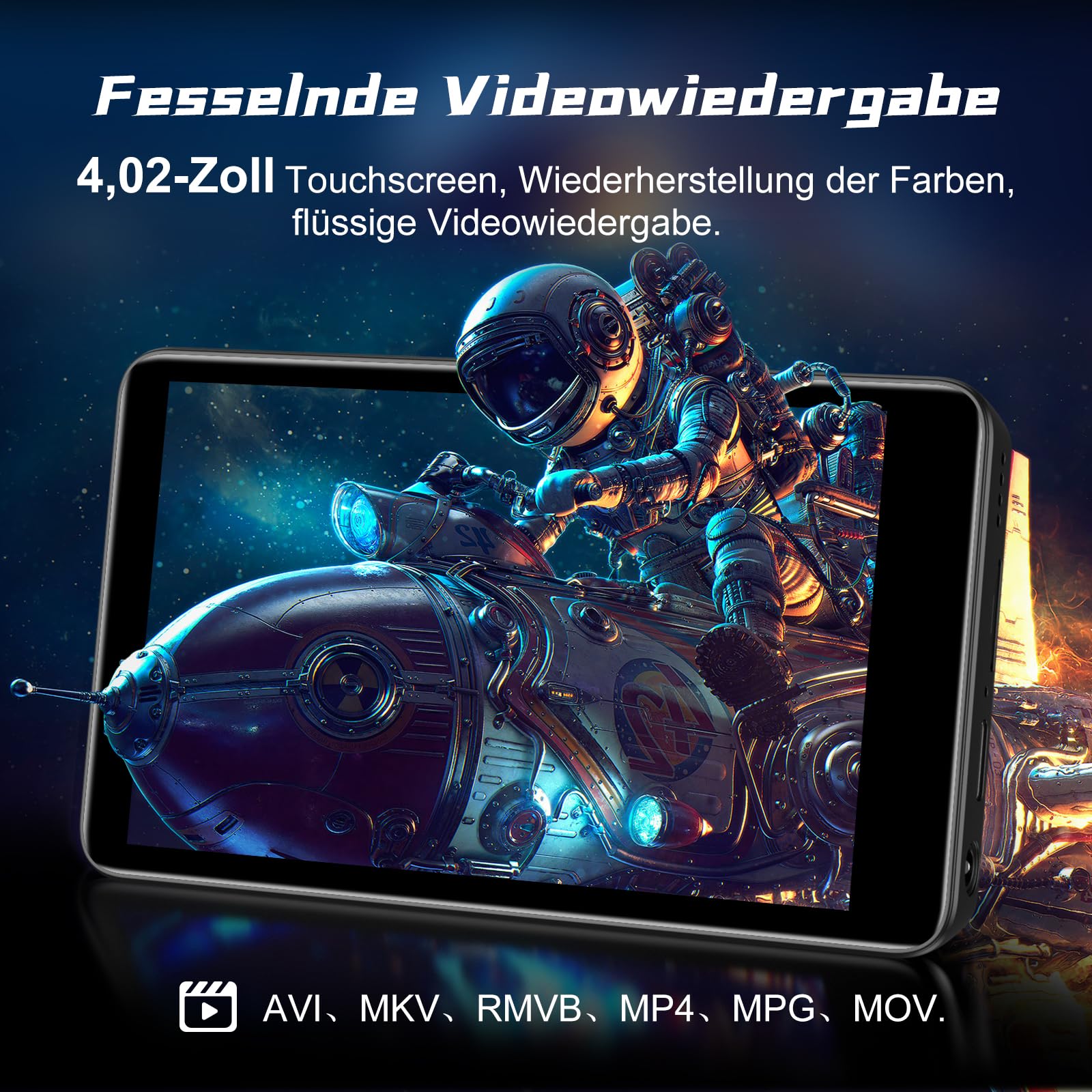 Diofox M9 160GB MP3 Player mit Bluetooth und WLAN, Android 13, 4,02 Zoll | MP3 Player mit Lautsprecher, Play Store, Spotify, Amazon Music, Deezer, FM Radio, HiFi Klang, 2000mAh, Tragbarer Musikplayer