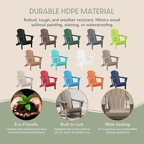 Miniatura 7 de WestinTrends Malibu - Juego de 2 sillas Adirondack con mesa auxiliar, asientos al aire libre para todo tipo de clima, silla plegable de plástico