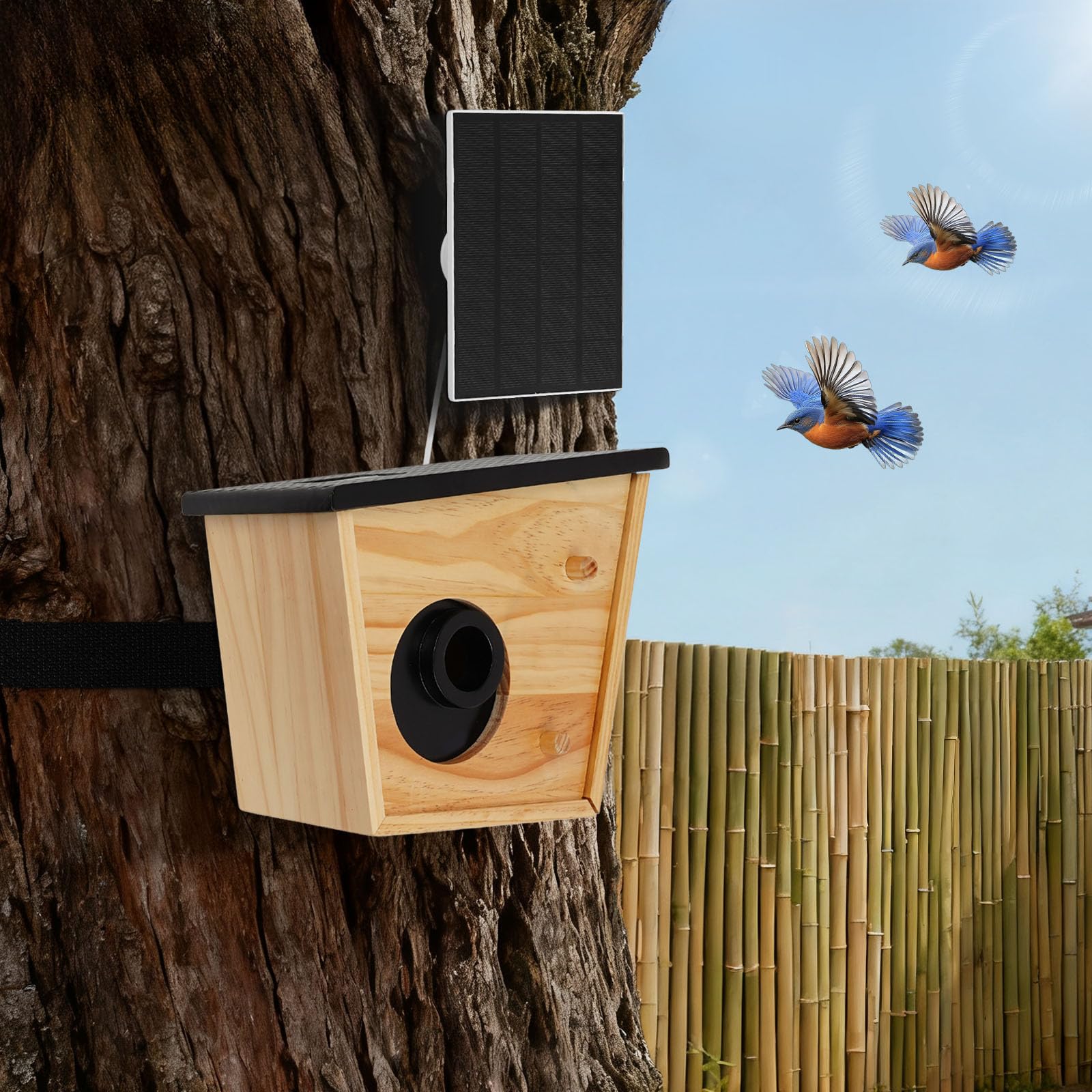 Vogelhaus mit Kamera Solar, Intelligenter Nistkasten mit KI-Vogelerkennung, HD-Nachtsicht & 4400mAh Akku, Wetterfestes Vogelfutterhaus für Draußen mit 35mm Eingang, Vogelbeobachtung für Garten & Balko