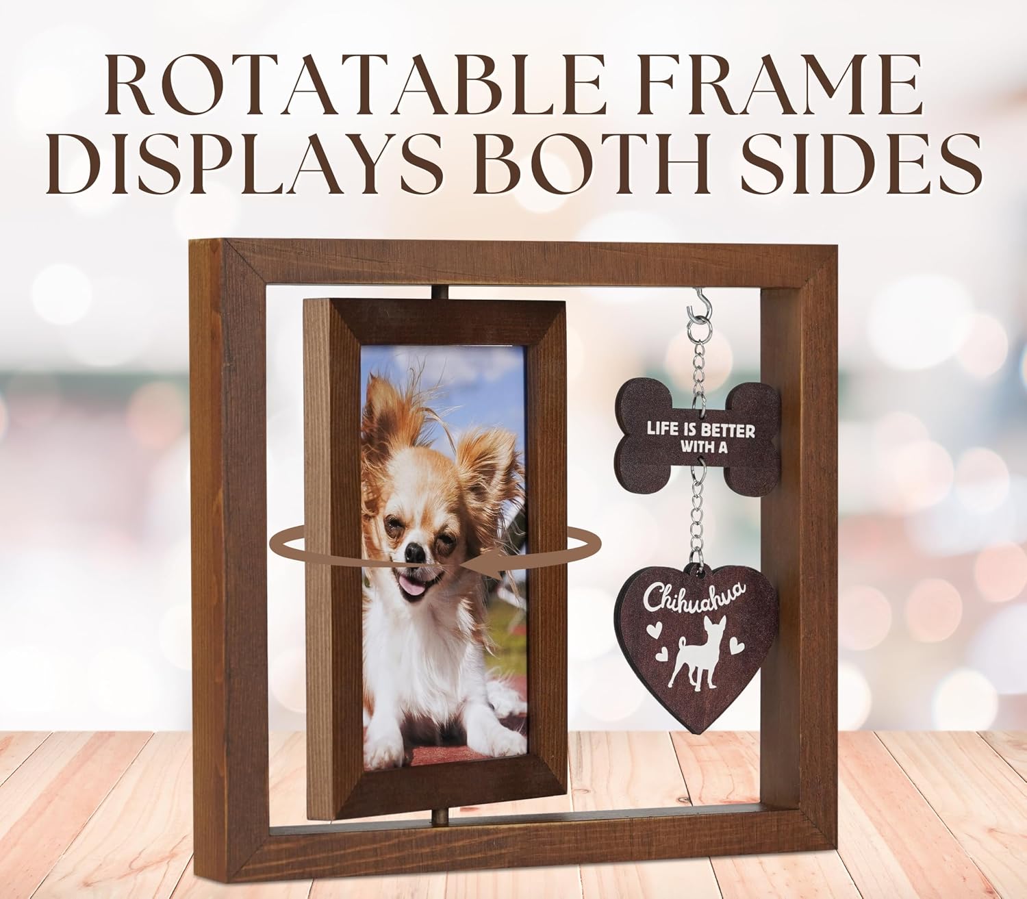 InnoBeta Chihuahua Gifts, Rotating Picture Frame, 4x6 Double-Sided Display Photo Frame, Life is Better with A Chihuahua