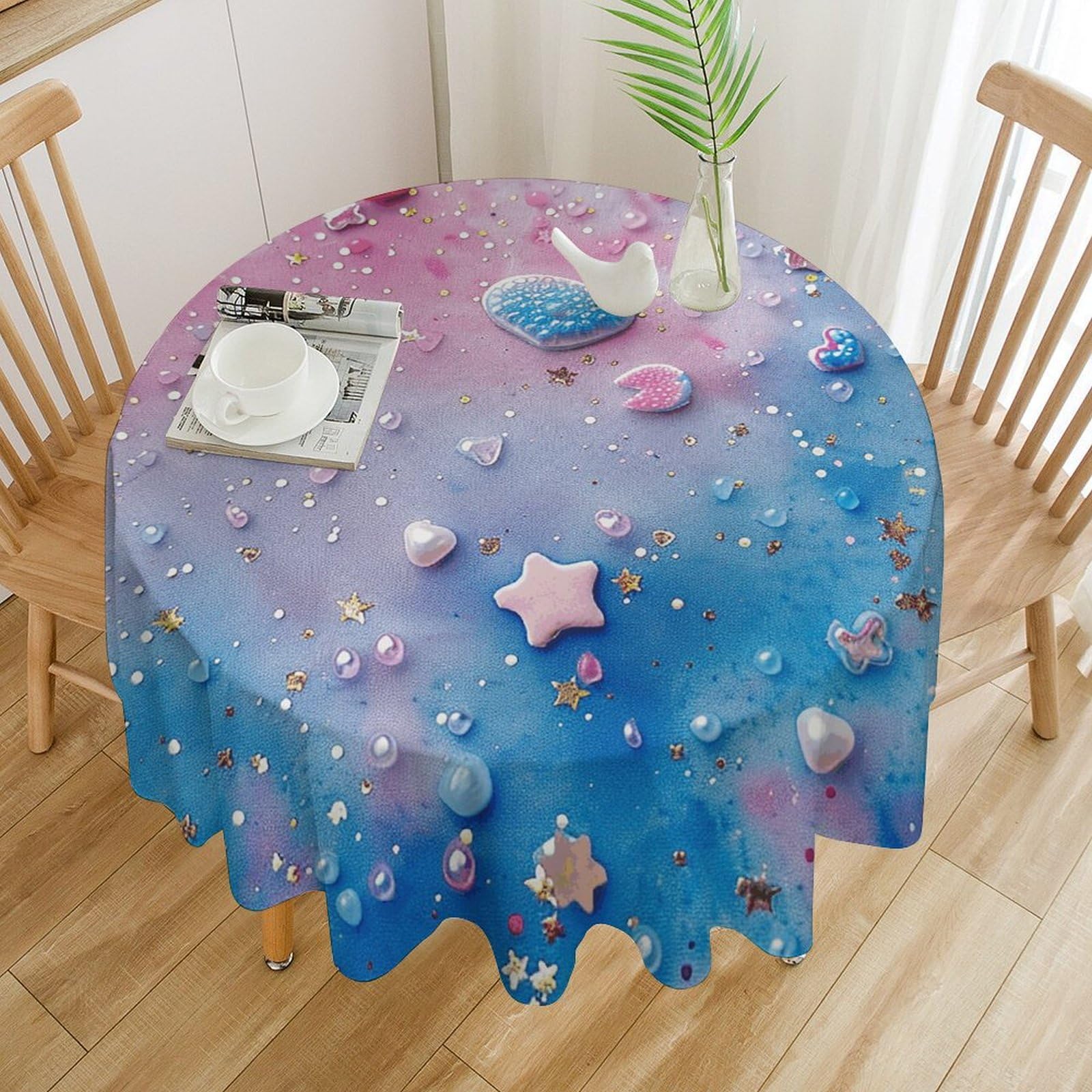 Nappe de table ronde imperméable lavable et résistante à l'huile pour mariage et terrasse