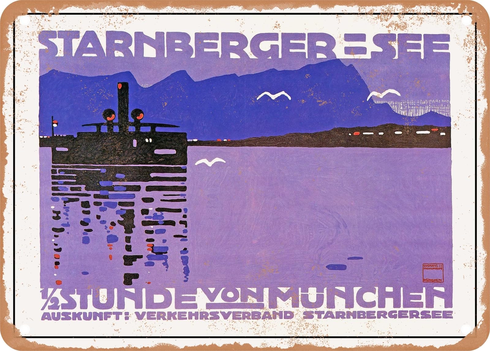 Miaomansenstore Metal Sign - 1910 Starnberger See Vintage Ad Home Decor