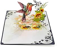 Vista 3 de CUTPOPUP Birthday Card Pop Up, 3D Pop-up Greeting, Mother's Day, Birthday Card for Women (Hummingbird Sunflower)