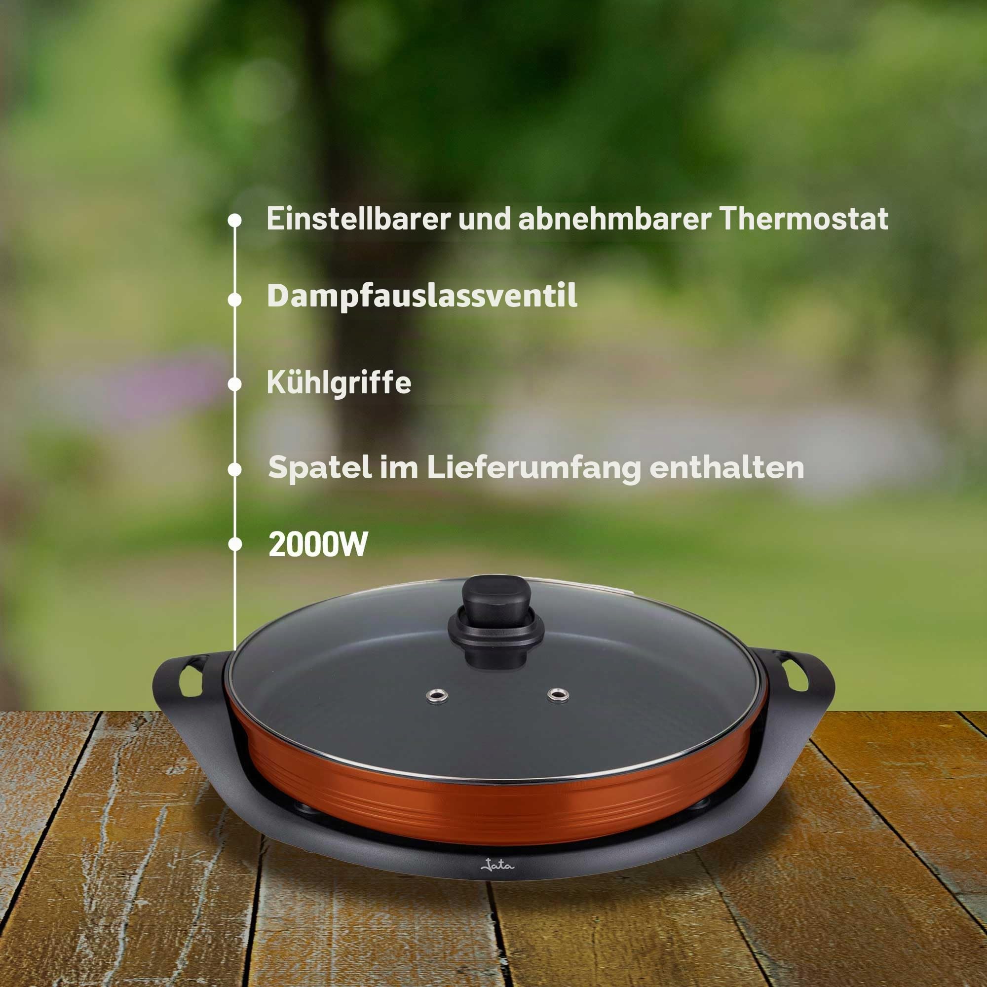 Jata JEPE1639 Elektrische Paella-Pfanne, antihaftbeschichtet, 38 cm, 2000 W