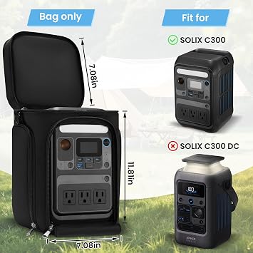 Travel Bag Compatible with Anker SOLIX C300 Portable Power Station, Carrying Storage Case Cover with Side Zipper, Multi-Pocket, Shoulder Strap (Bag Only)