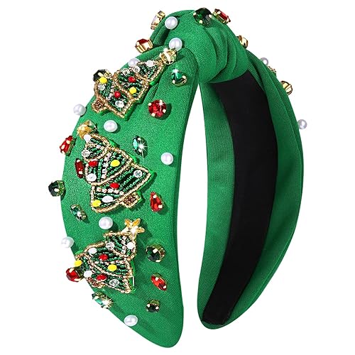 Vista 113 de Diadema de Navidad para mujer, accesorios de Navidad con cuentas, arco de Navidad, copo de nieve, diadema anudada HOHOHO, rojo y verde, perla
