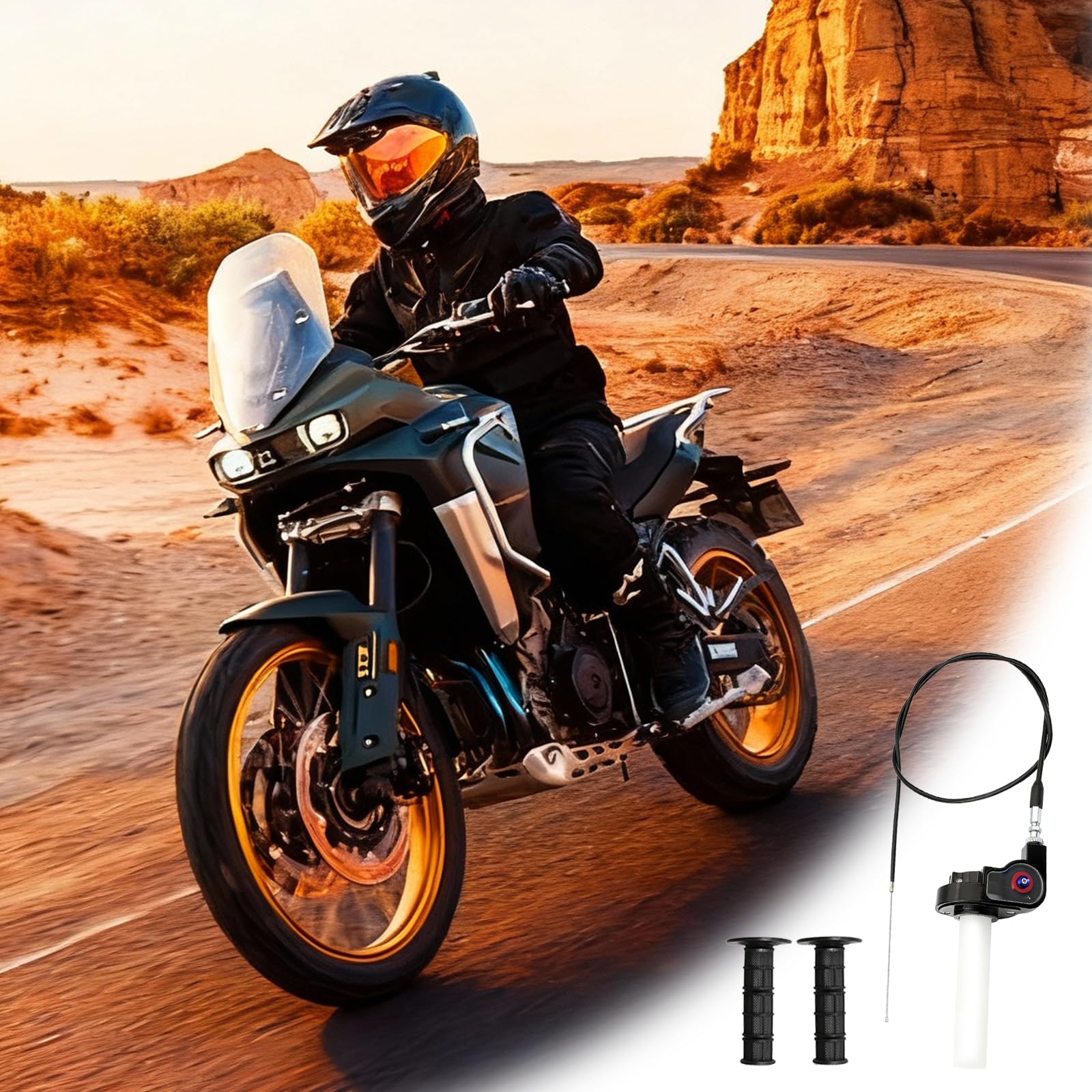Set di Manopole per Gas Rapidi per Moto Impugnatura e Cavo Dell'Acceleratore Girevole con Manico Gruppo Acceleratore per Moto Gas Rapido Scooter Adatti per 50cc-150cc 200cc 250cc ATV Dirt Bike