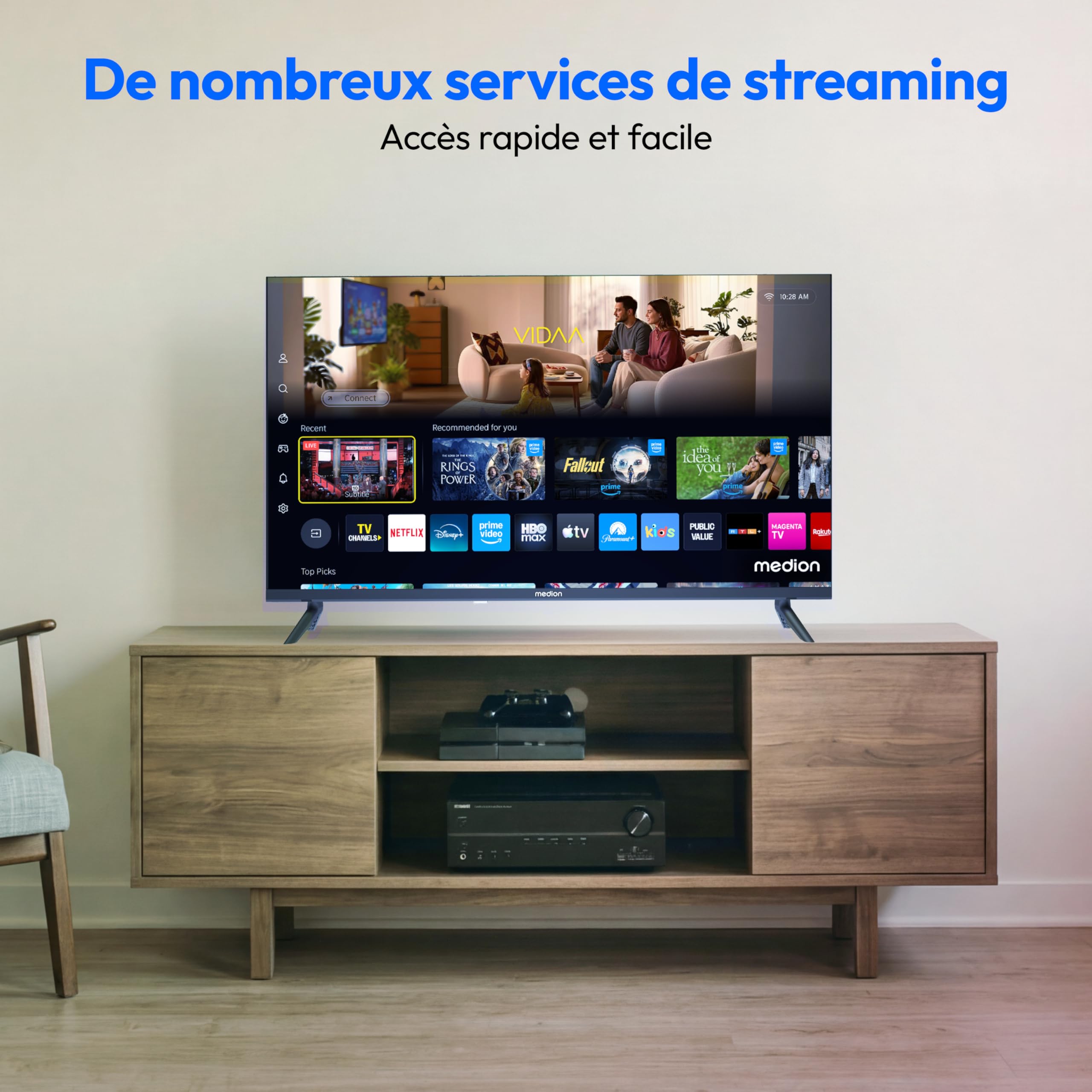 MEDION Téléviseur Full HD 80 cm (32 Pouces) (Smart TV, VIDAA Store, Prime Video, Disney+, DAZN, Paramount+, HbbTV, PVR, HDR, Triple Tuner, MD 832102)