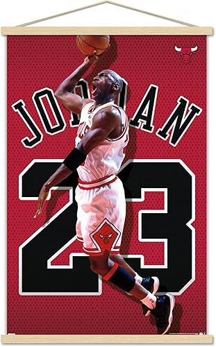 Miniatura 1 de Trends International Michael Jordan - Póster de pared de jersey, 22.375 x 34 pulgadas, paquete de impresión y colgador de madera de haya
