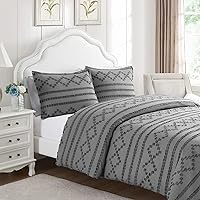 Vista 2 de BOURINA Juego de funda de edredón de microfibra cepillada con cremallera, lazos en las esquinas, 3 piezas