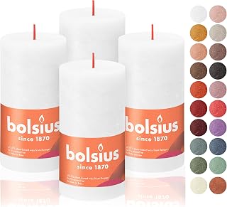 BOLSIUS 4 Pack White Rustic Pillar Candles - 2.75 X 5 Inches - Premium European Quality - Includes Natural Plant-Based Wax - Unscented Dripless Smokeless 60 Hour Party Décor and Wedding Candles