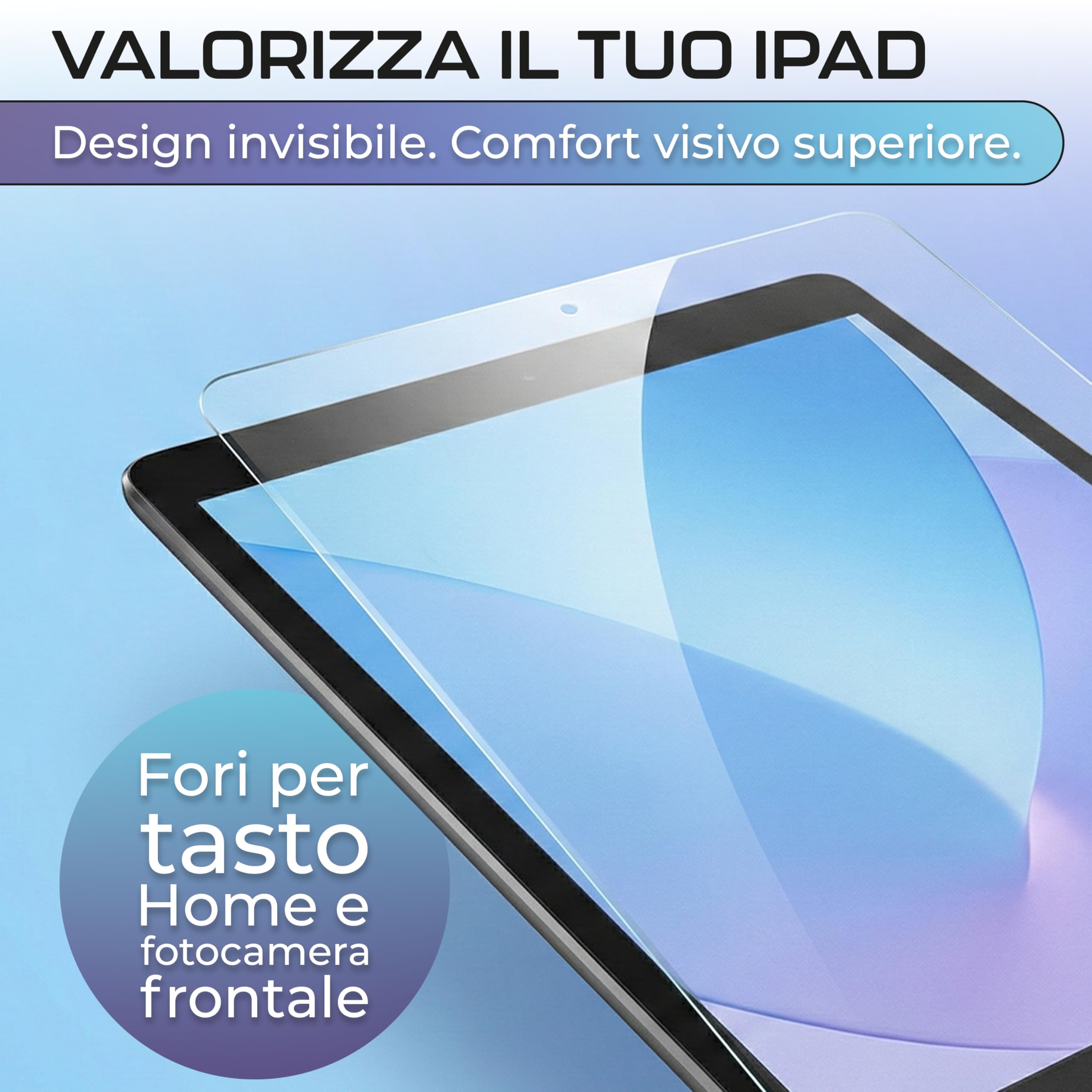 Pellicola Vetro Temperato Anti Luce Blu per iPad 10,2 Pollici 9° Generazione 2021, 2 Pezzi
