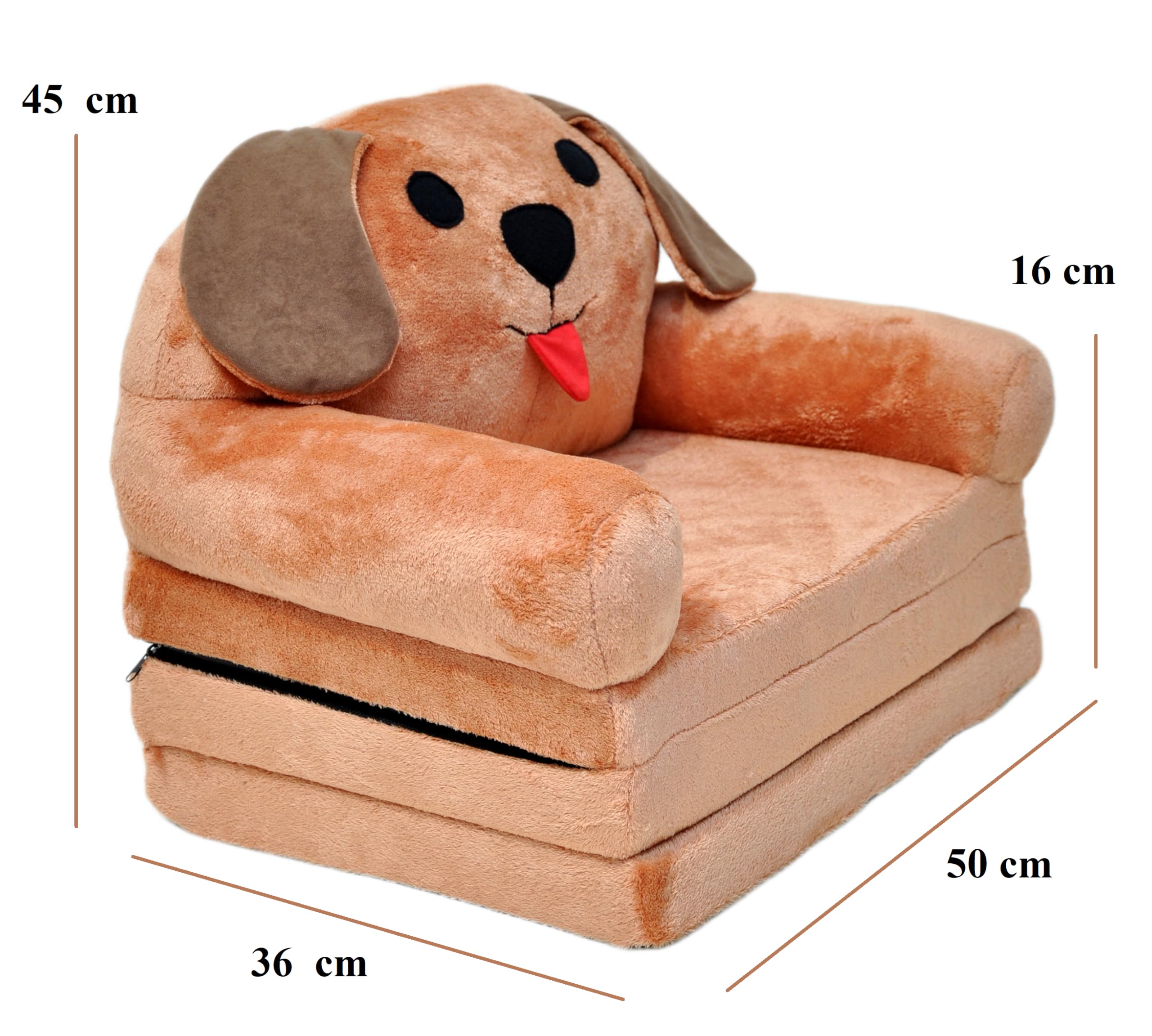 Poltrona per bambini, mini poltrona pieghevole 2 in 1, comoda poltrona in peluche con materasso, divano letto per cameretta (Cane)