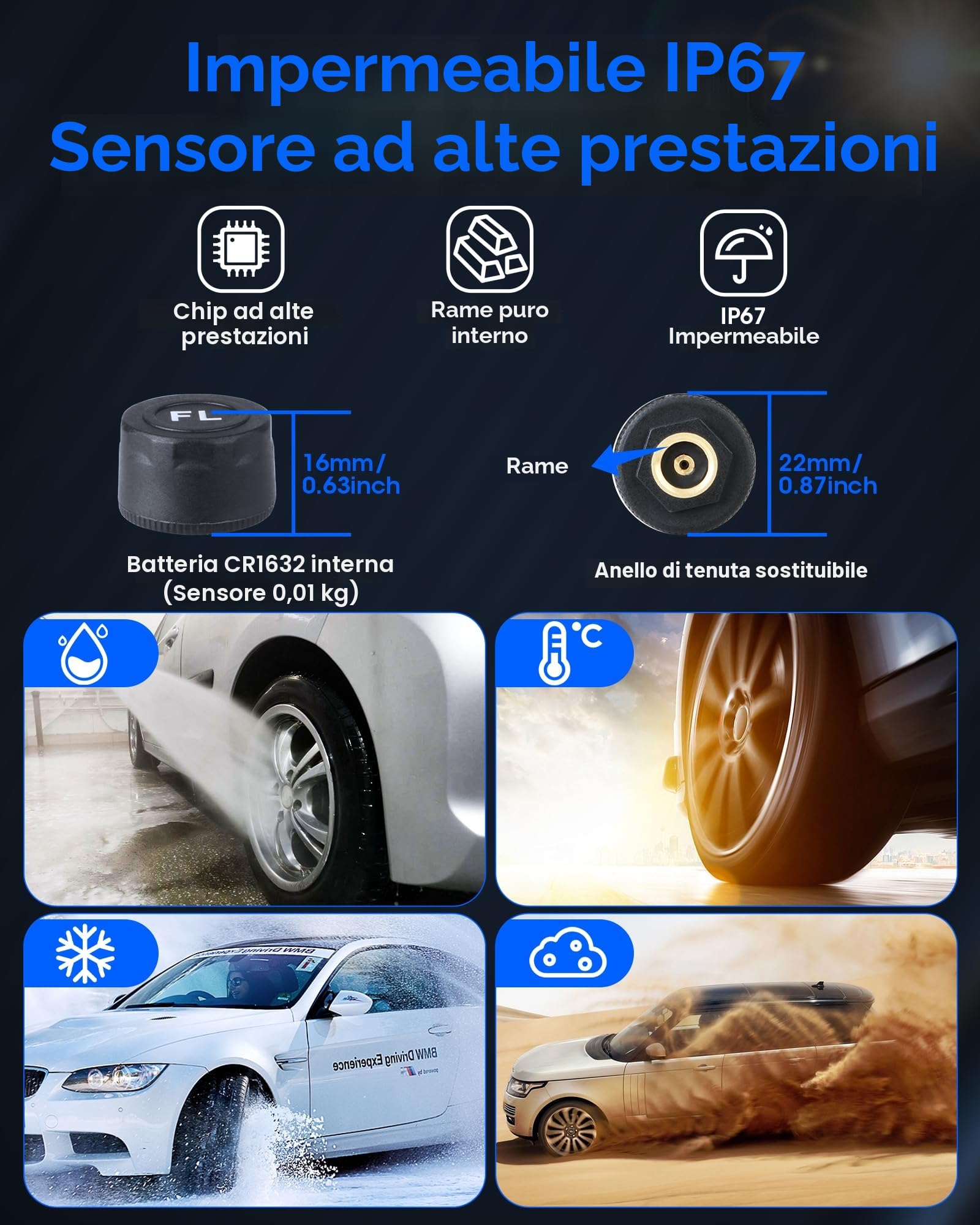 TPMS di Monitoraggio della Pressione dei Pneumatici【2/4 Modalità Ruota】3.5'' 0.01 Bar Alta Precisione TPMS Camper Ricarica Solare Staffa staccabile con 4 Sensori Pressione Pneumatici per Auto 5-87 Psi