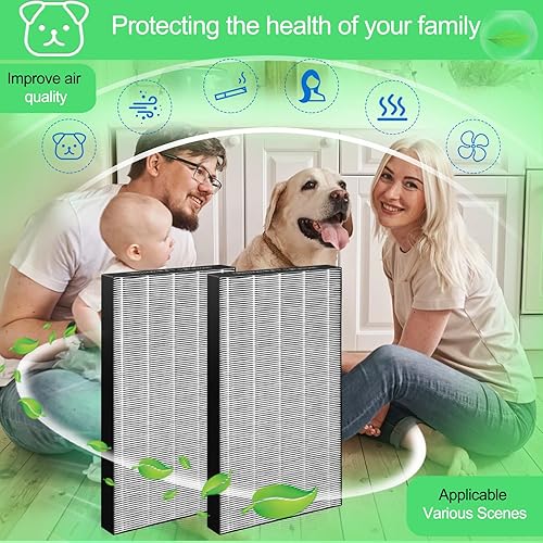 Miniatura 2 de Paquete de 2 cartuchos con filtro de repuesto para purificador de aire Sharp compatible con filtro KC-860U, piezas FZ-C150DFU comparadas