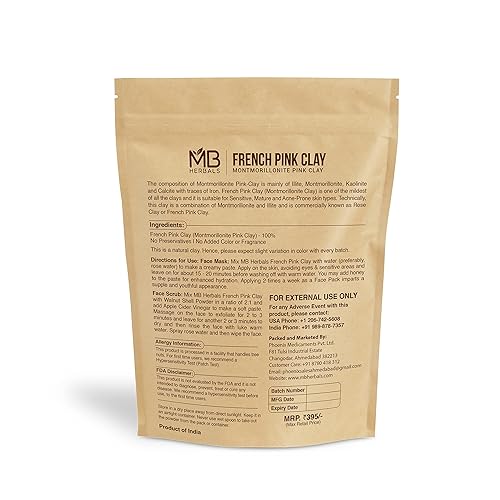 Miniatura 2 de MB Herbals Arcilla rosa francesa de 8 onzas  0.5 libras  Arcilla rosa Montmorrillonita (arcilla rosa francesa)  Arcilla suave e hidratante para