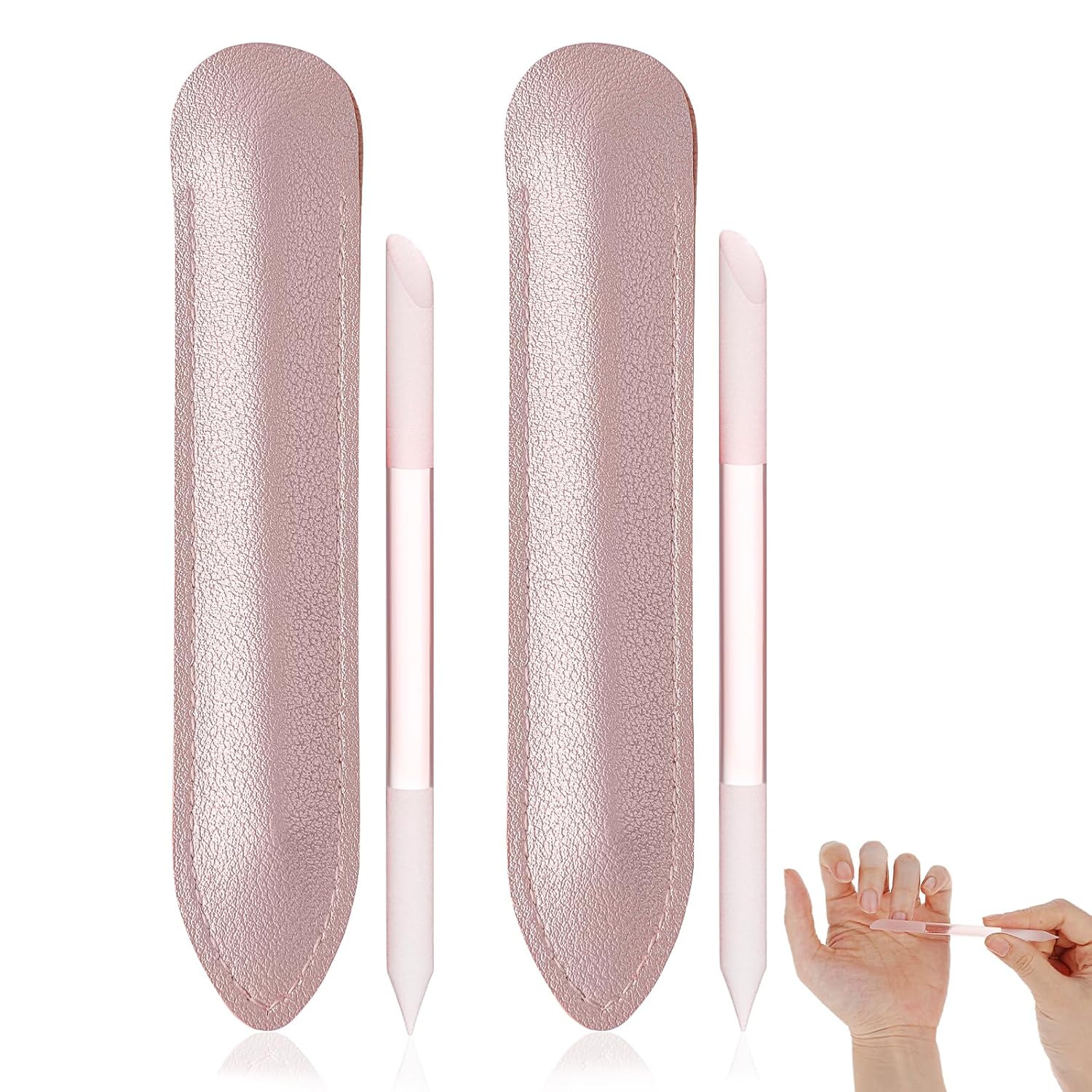 2 Pcs Glass Cuticle Pusher, Dual Ended Cuticle Remover