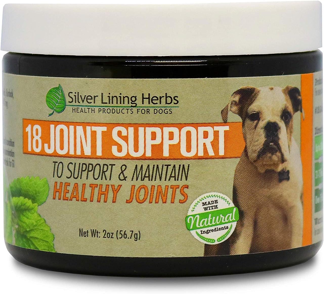 Silver Lining Herbs 18 Canine Joint Support - Natural Joint Support for Dogs- Helps Keep Your Dogs Joints Functioning Properly - Herbal Canine Supplement - 2 Ounce Jar