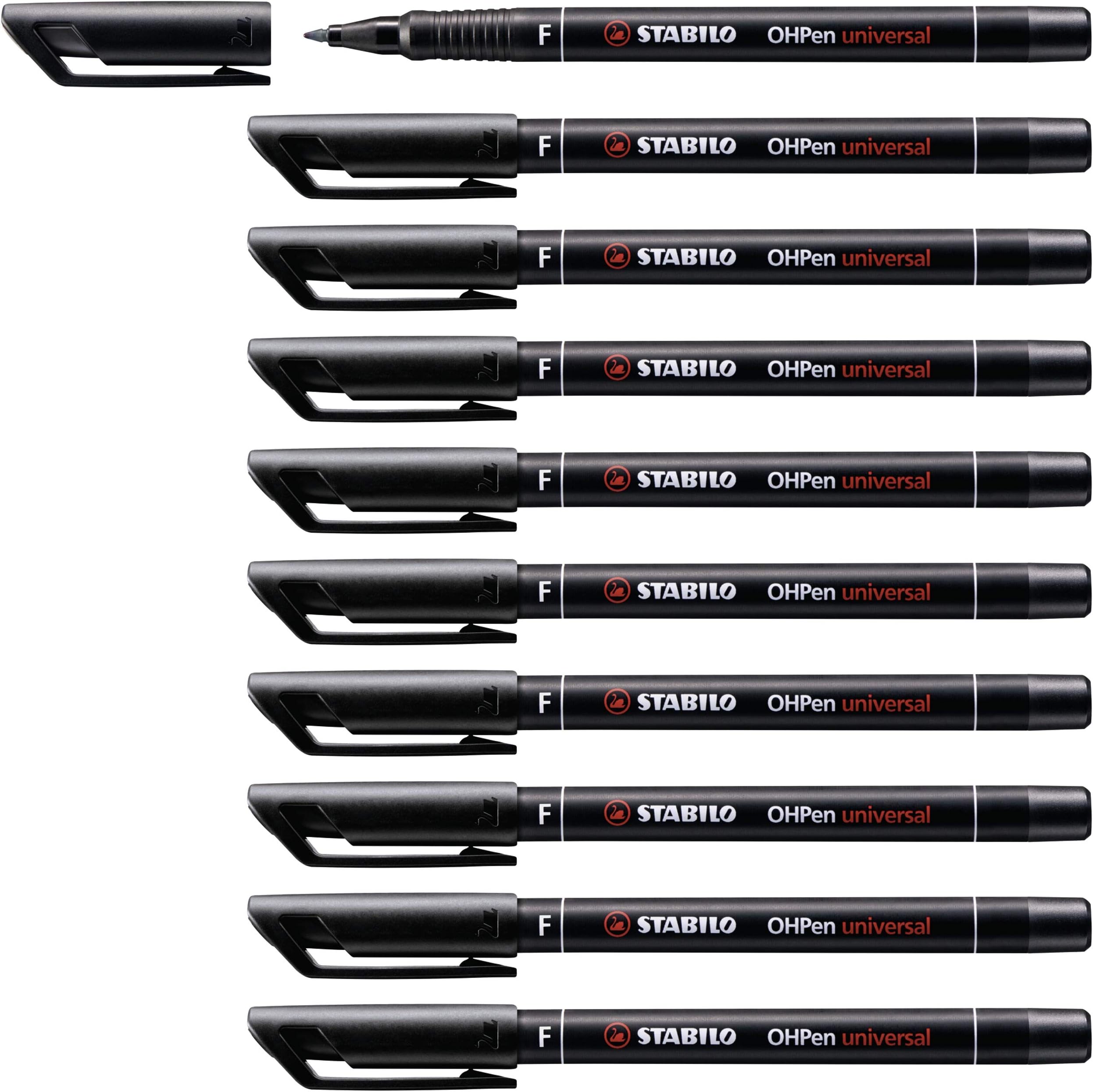 Pen for Overhead Projection - STABILO OHPen universal - Permanent Fine - Pack of 10 - Black