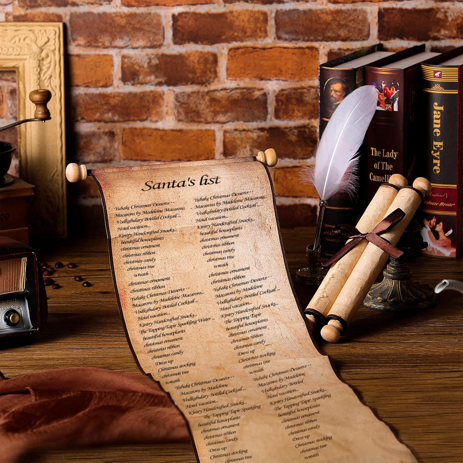 Epakh 3 Roll Blank Paper Scrolls 9 x 72 Inches Scroll Paper Wrapped on Wood Rod for Writing, Drawing, Calligraphy, Wedding Vows, Cosplay Prop, Renaissance Festivals, Tabletop Role Playing Game