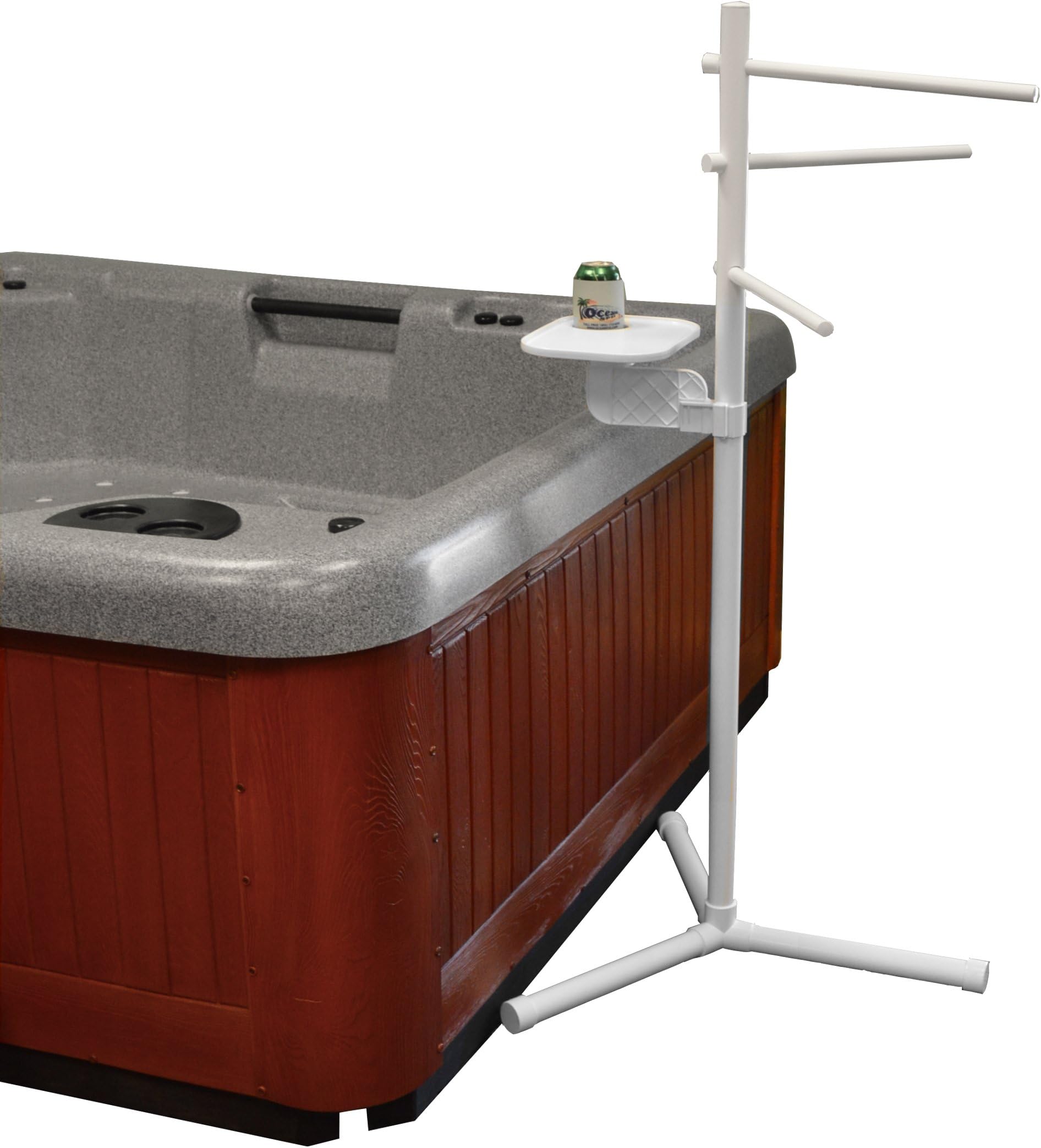 Oceantis Spa or Poolside PVC Towel Rack with Movable Swivelling Tray Table from