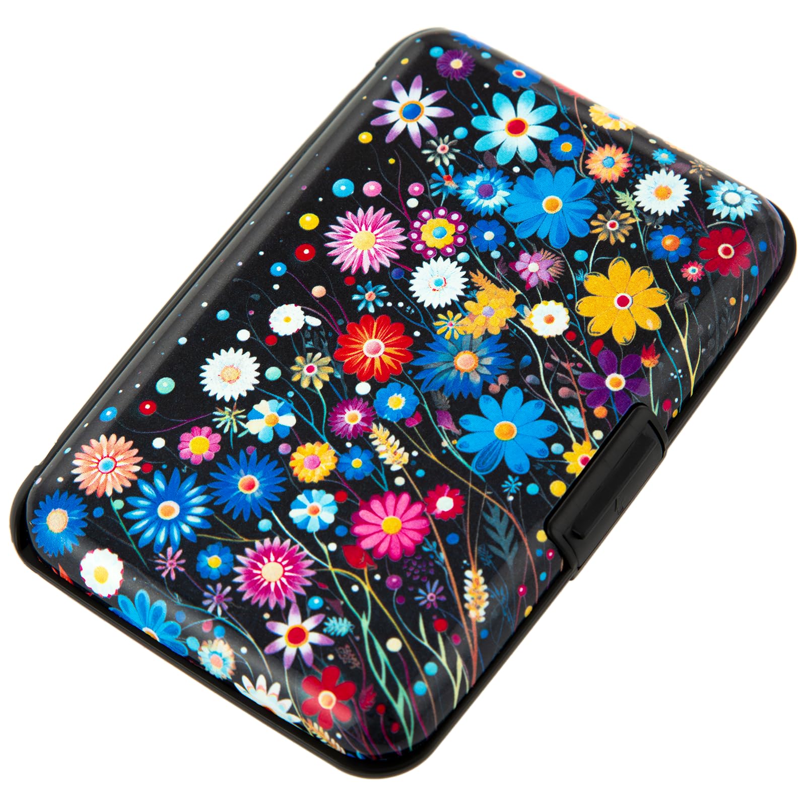 Kaabao Credit Card Holder for Women Men RFID Blocking Wallet Small Business Metal Slim Mini Aluminum Hard Case (Colorful Flowers)