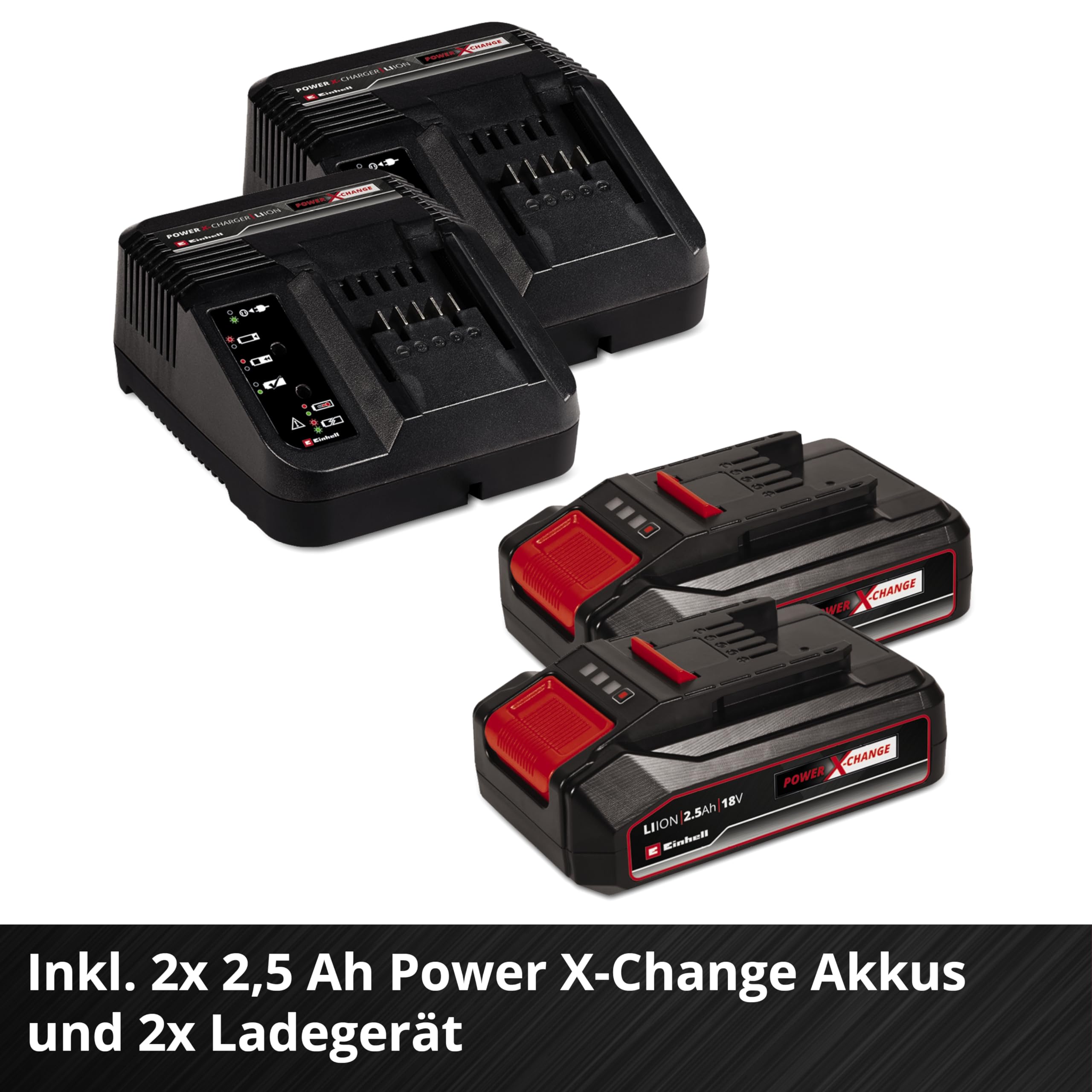 Einhell Akku-Rasenmäher GE-cm 36/33 Li Kit Power X-Change (36 V, 33cm Schnittbreite, bis 250 m², 30L Fangkorb, 25-65 mm Schnitthöhe, inkl. 2X 2,5 Ah Akkus + 2X Ladegeräte)