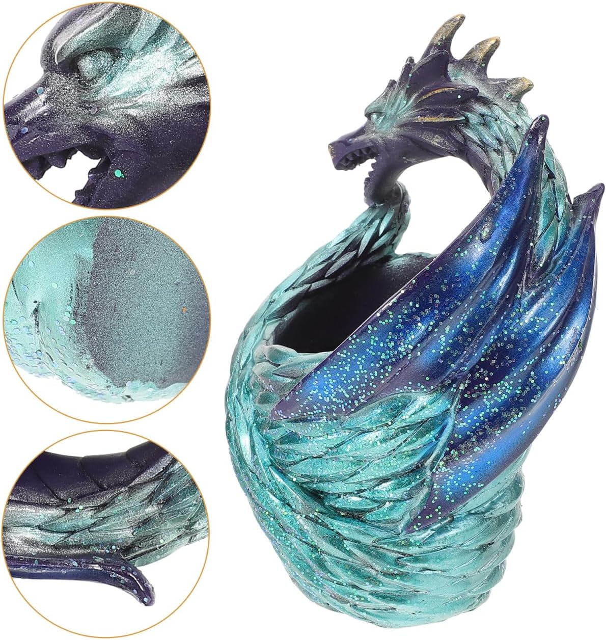 BESPORTBLE Dragon-Shaped Succulents Planter Plants Pot - Resin Handmade Indoor Garden Desktop Planter Pot Unique Decorative Flower Container for Home and Office, Blue