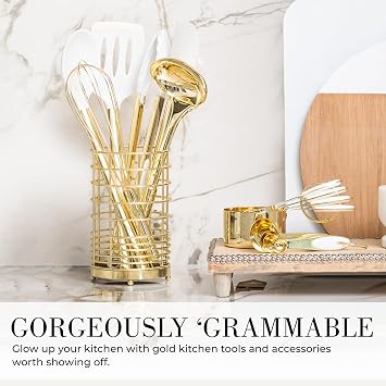 Styled Settings White and Gold Kitchen Utensils Set, 15-Piece
