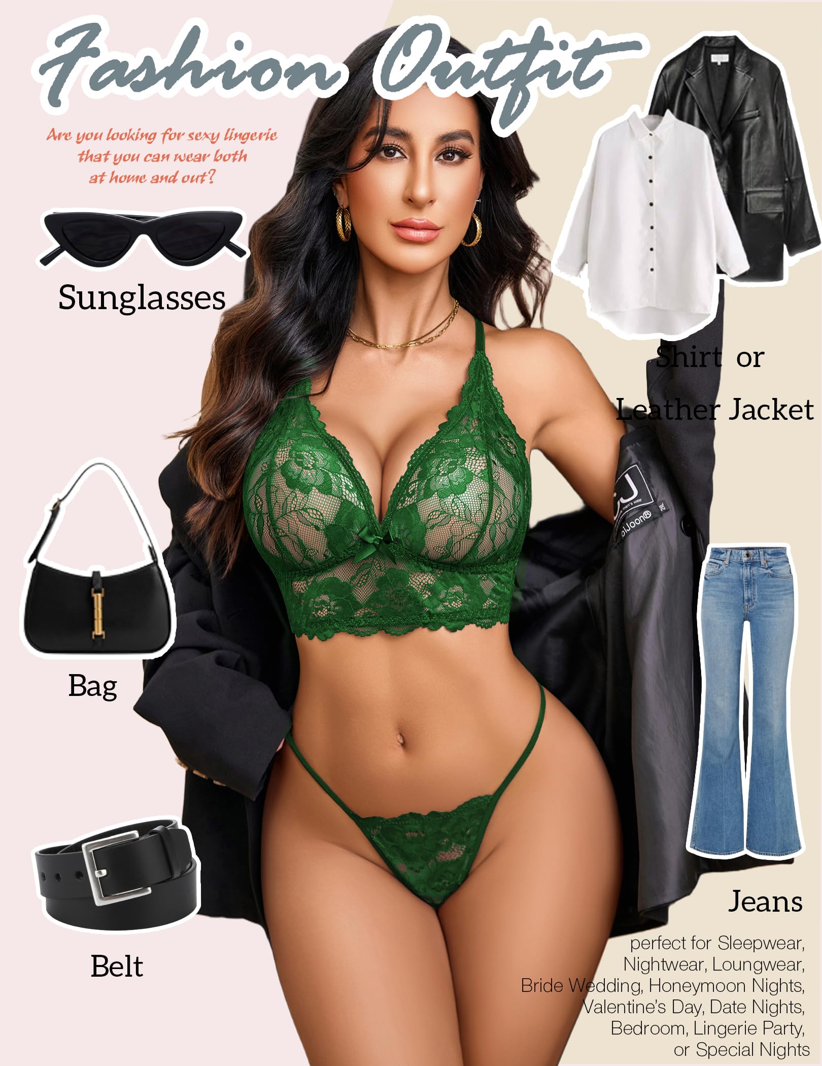 Avidlove Womens Lingerie Set Lace Bralettes Set 2 Piece Bra and Panty Sets Nightwear Outfits S-XXL