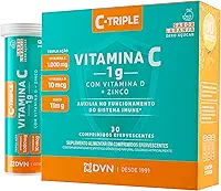Vitamina C Efervescente 1g + D 400 ui + Zinco 10 mg 30 Comprimidos - C-Triple - Imunidade e Antioxidante