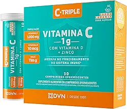 Vitamina C Efervescente 1g + D 400 ui + Zinco 10 mg 30 Comprimidos - C-Triple - Imunidade e Antioxidante