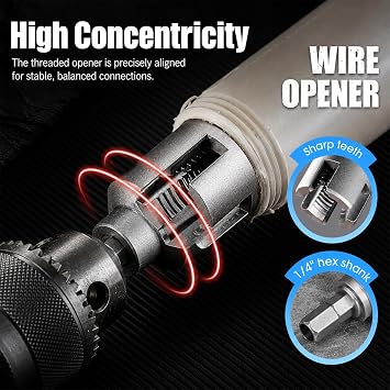 3 Pcs Internal & External Pipe Threading Tool, Function Pipe Thread Cutting Tool for 1/2 & 3/4& 1 PVC/Plastic Pipes, Electric Drill Compatible Pipe Threader Kit for Home Repair
