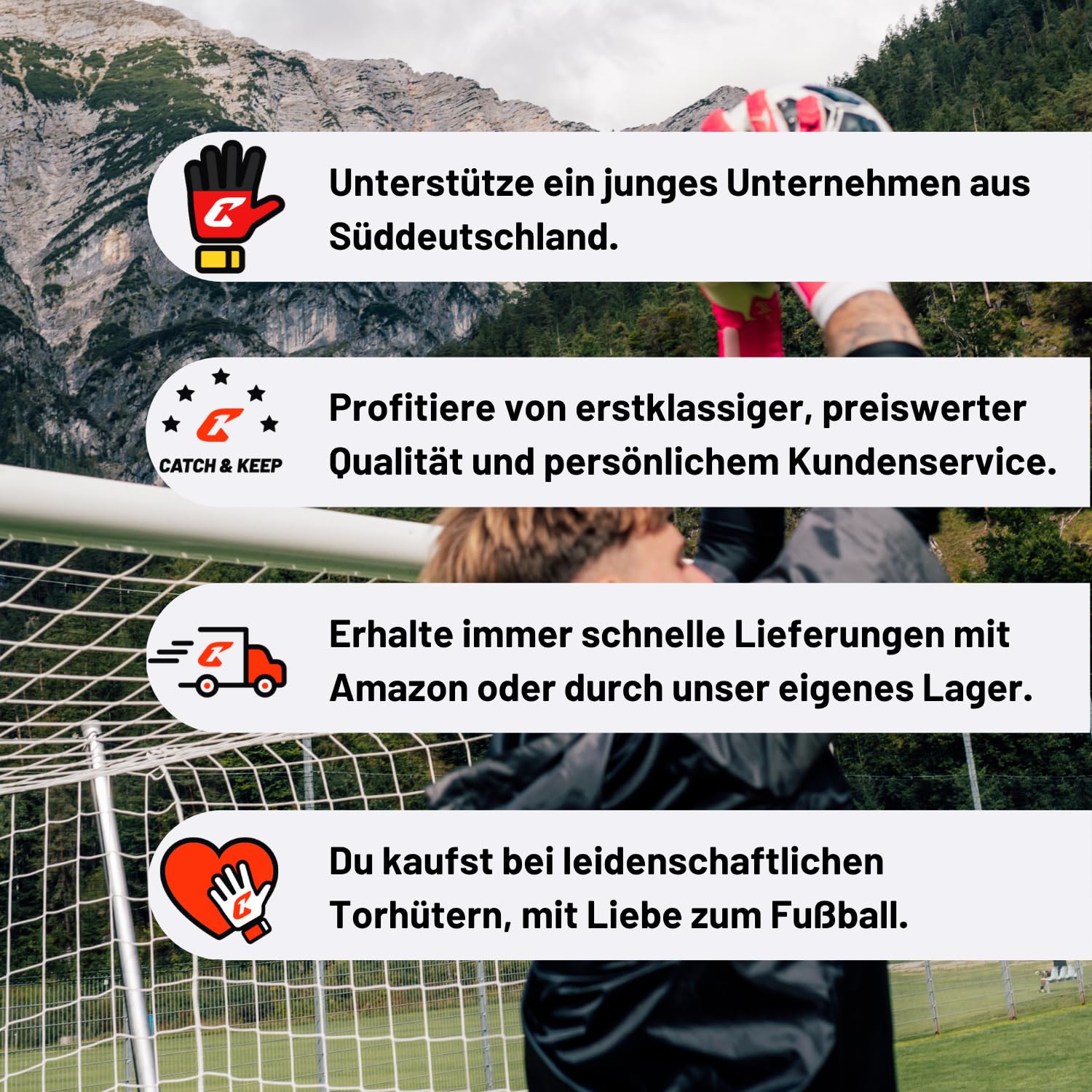 CATCH&KEEP Profi Torwarthandschuhe für Erwachsene - maximaler Grip - Premium Modell - Tormannhandschuhe Fussball - mit unserem Octopus Grip