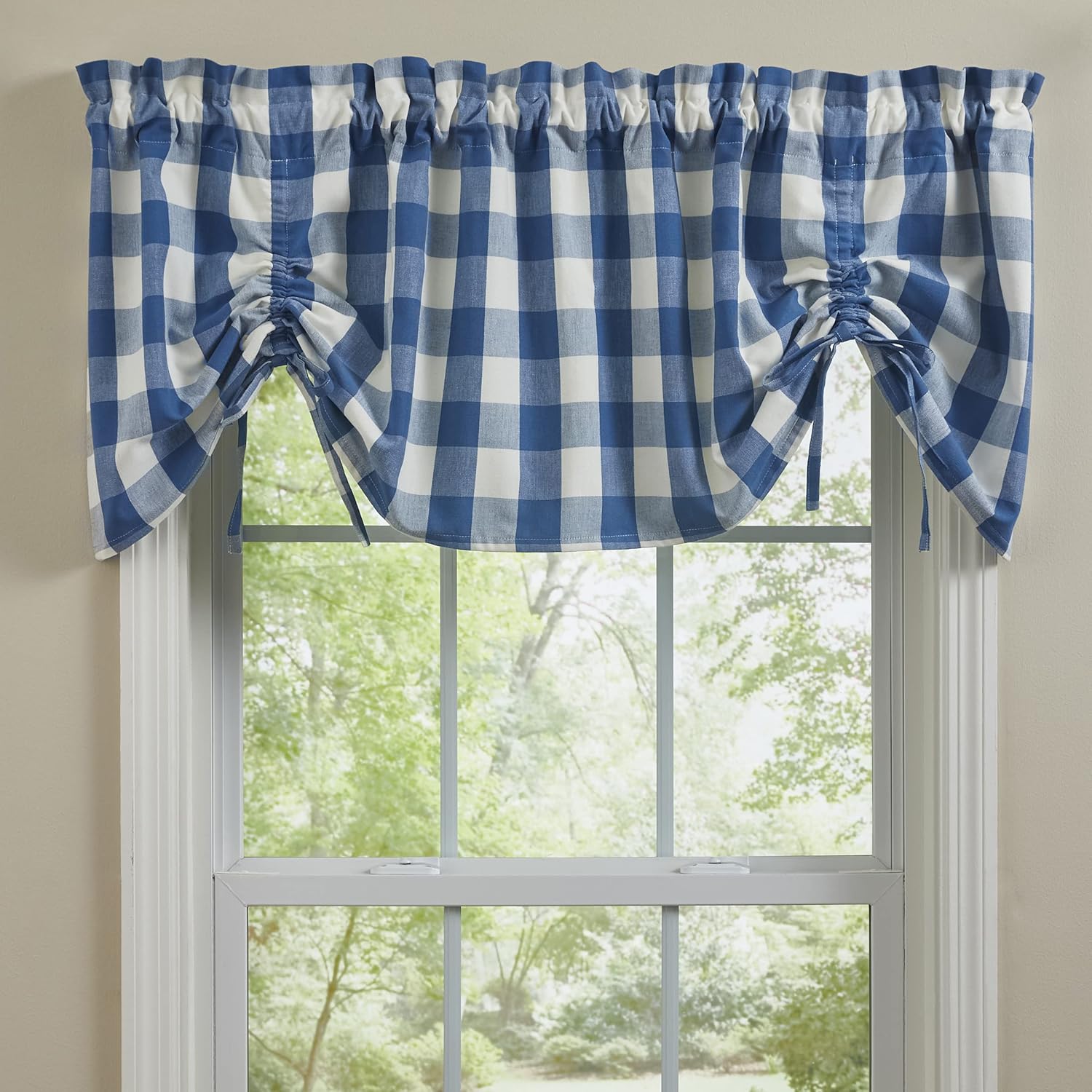 Park Designs Wicklow Check Lined Farmhouse Valance | 60" x 20" Window Treatment Panel | Rustic Rod Pocket Curtain | Cotton Lined | Farmhouse Kitchen Bathroom Dining Room Decor