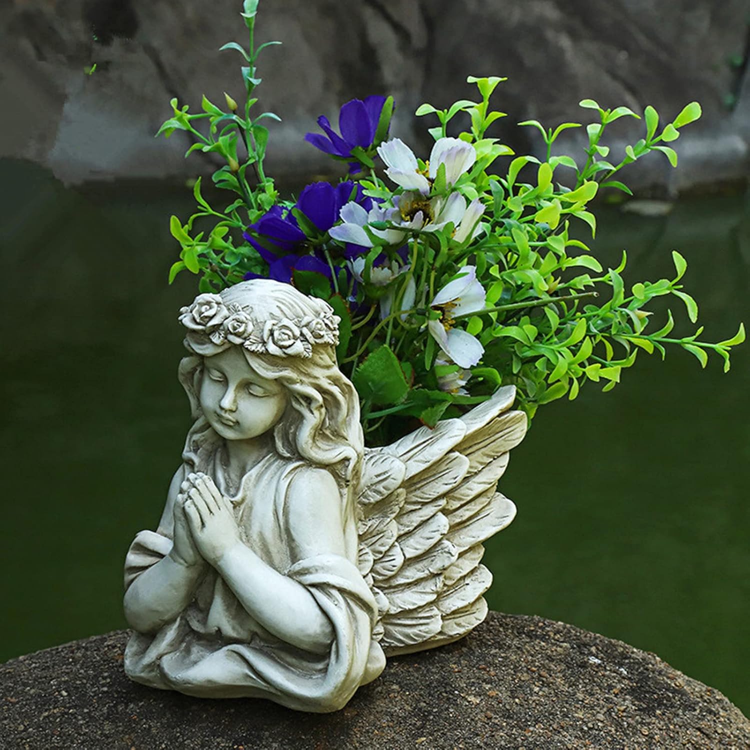 Prayer Angel Concrete Flower Pot Silicone Mold Succulent Planter Cactus Vase Plaster Mold Candle Pen Holder Mould Epoxy Resin Cement Clay Mould