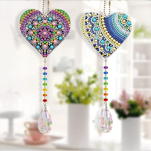 Miniatura 4 de 2 colgantes de diamantes de imitación de acrílico para bricolaje, con cuentas de dibujo, manualidades, atrapasoles de sol de doble cara, kits de