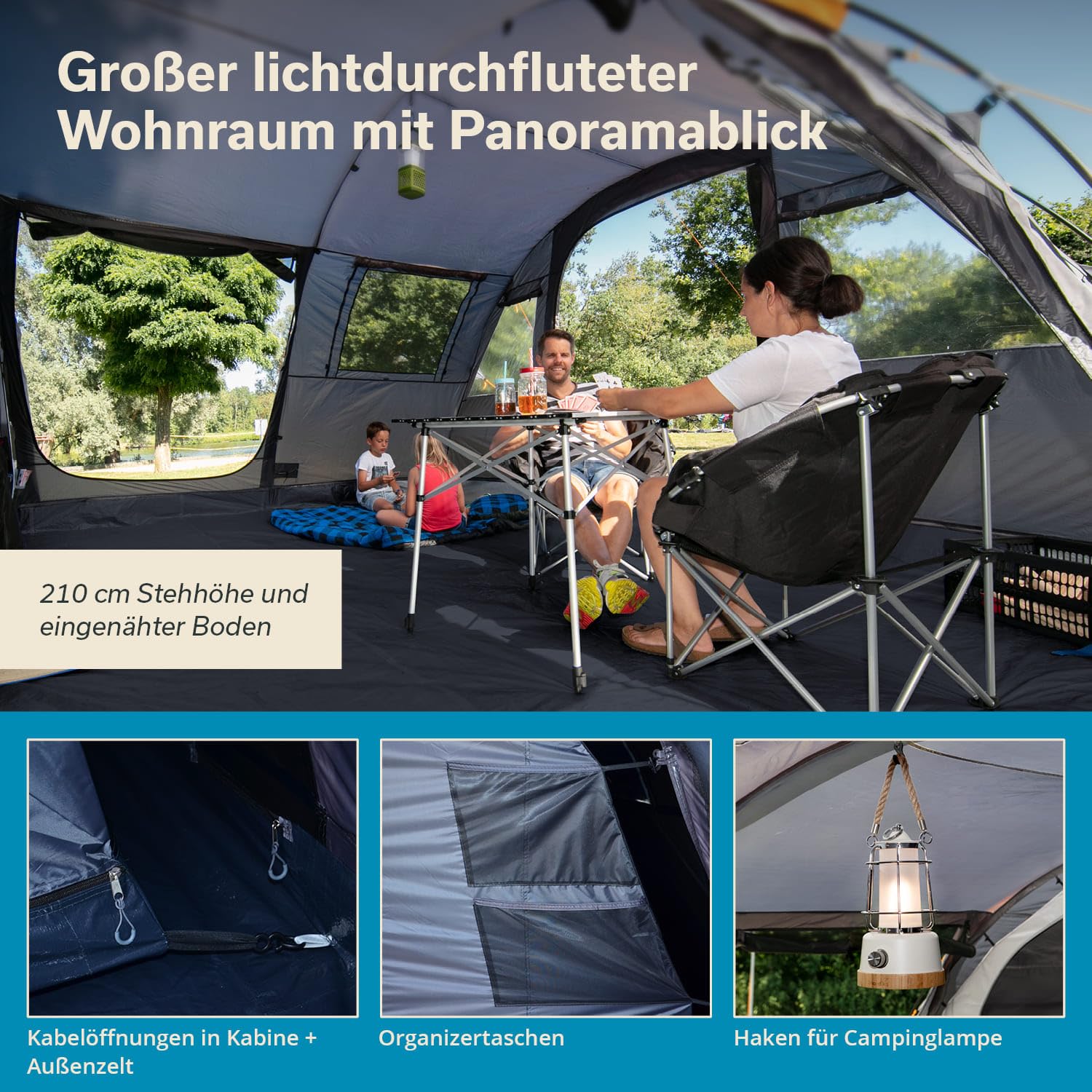 Skandika Gotland 6 Protect - tende da campeggio familiare - zanzariera - 540 x 450 cm - Pavimento cucito - Colonna d`acqua 5000mm