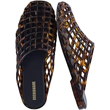 CUSHIONAIRE Lab Jelly Flats for Women, Closed Toe Slip On Lightweight Womens Mules with Woven Design and Cushioned Comfort