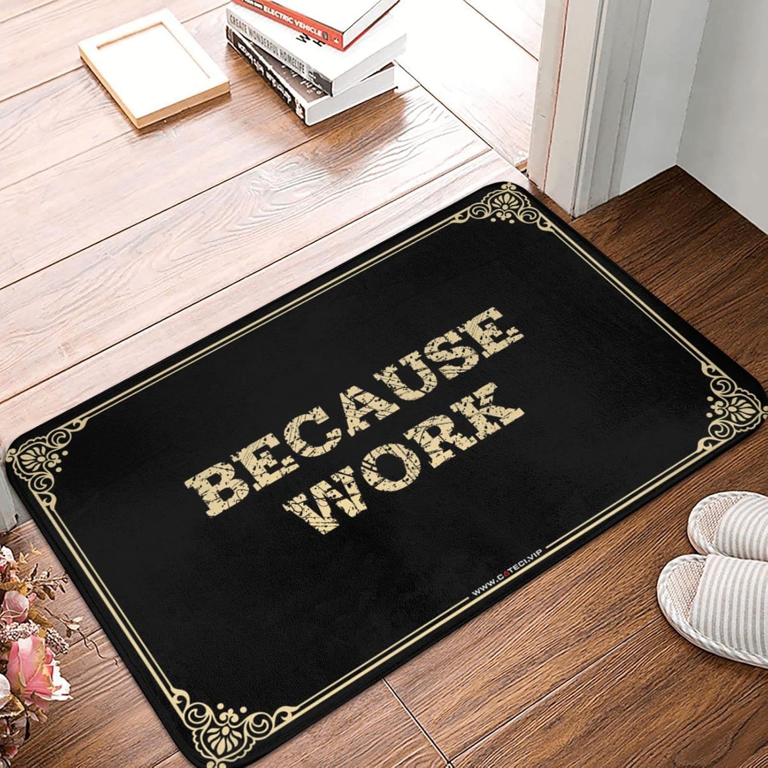 Funny Outdoor Decor Because Work Doormat Indoor Outdoor Rugs Desk Floor Mat(Size:65X90CM), Colour, BCPTPPBBT-COLOUR-65X90CM