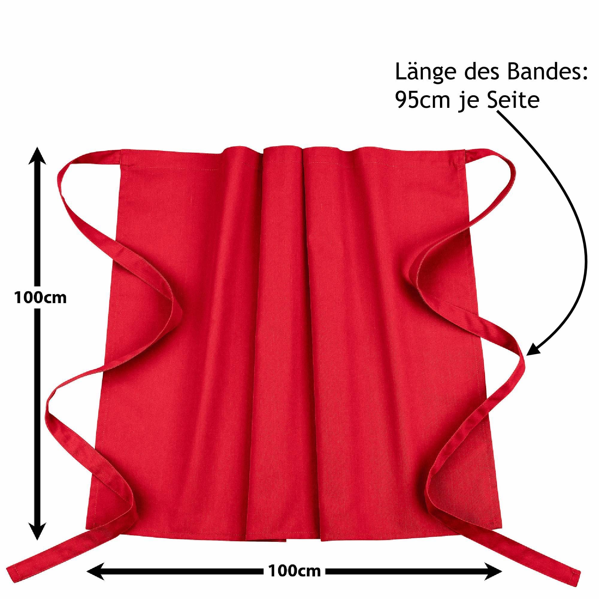 DESERMO 5x reliures de qualité supérieure 100x100cm | Tablier professionnel de qualité supérieure pour homme et femme | Mélange innovant de coton et de polyester | 220 g/m² (rouge)