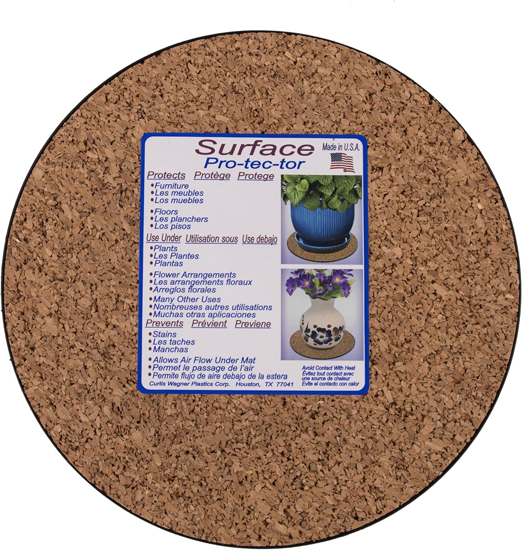 Curtis Wagner Plastics MC-800 Plant Mat, Natural Cork, 8-Inch