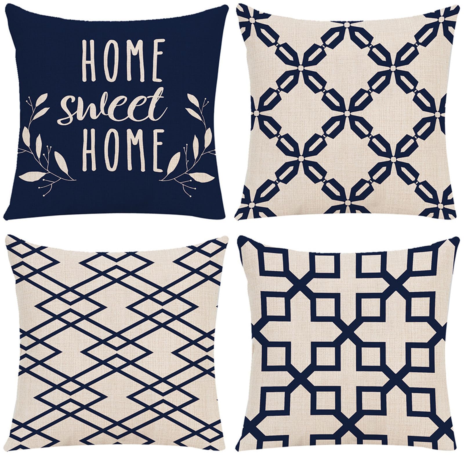 Housses de coussin marine 45x45 lin pour rénover un vieux canapé