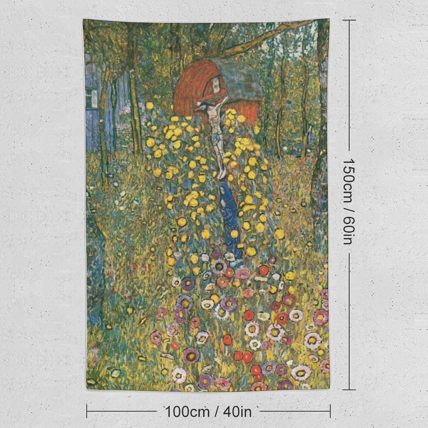 Gustav Klimt Farm Garden with Crucifix Prints Wall Art Poster Painting On Wall Art Tapestry Scroll Picture Print Living Room Walls Decor Home Tapestries 40"x60"
