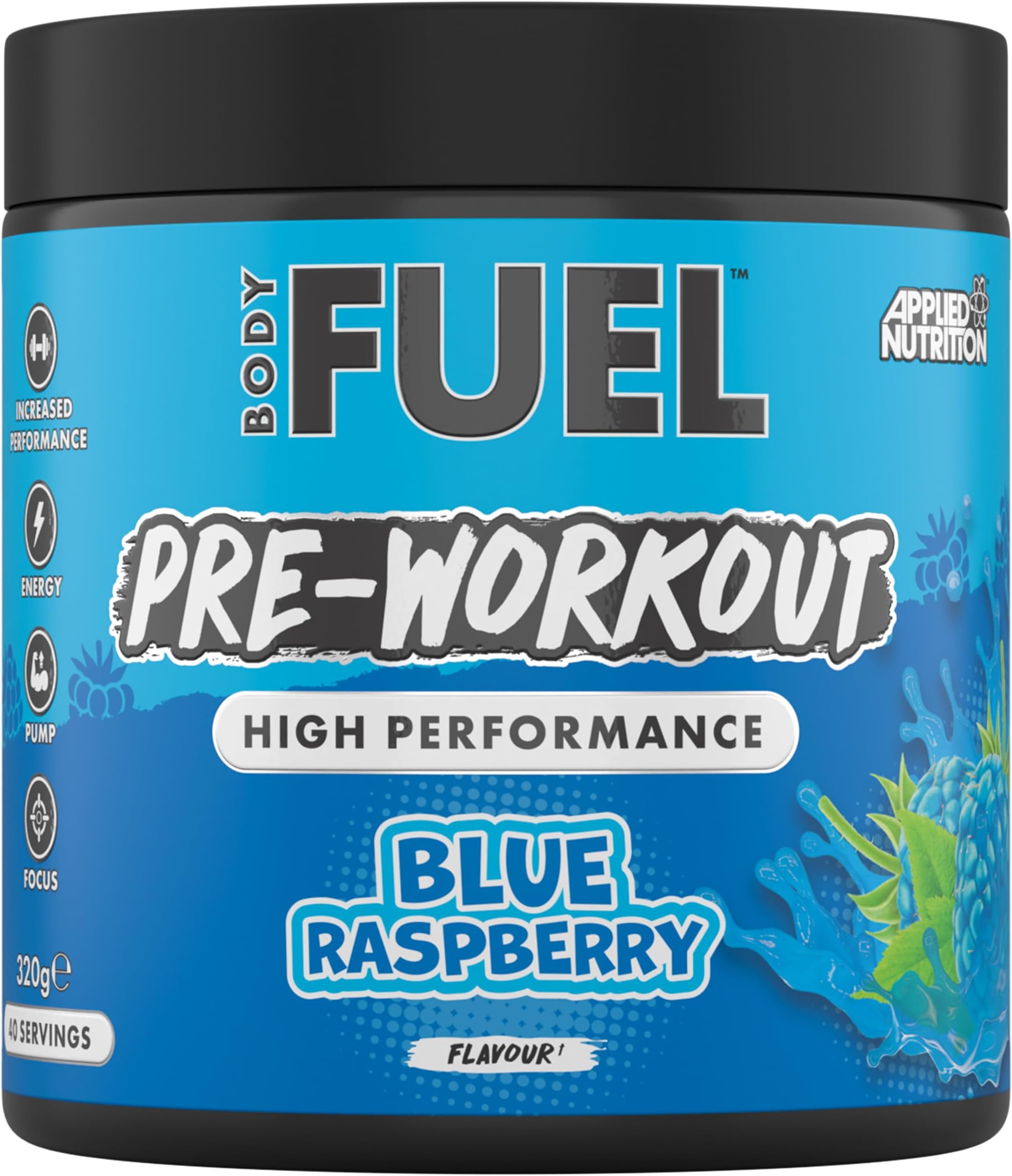 BodyFuel Pre-Workout Powder - Energy, Strength & Endurance Booster with Creatine, Citrulline & Beta-Alanine Sugar-Free Pre-Workout (320g - 40 Servings) (Blue Raspberry)