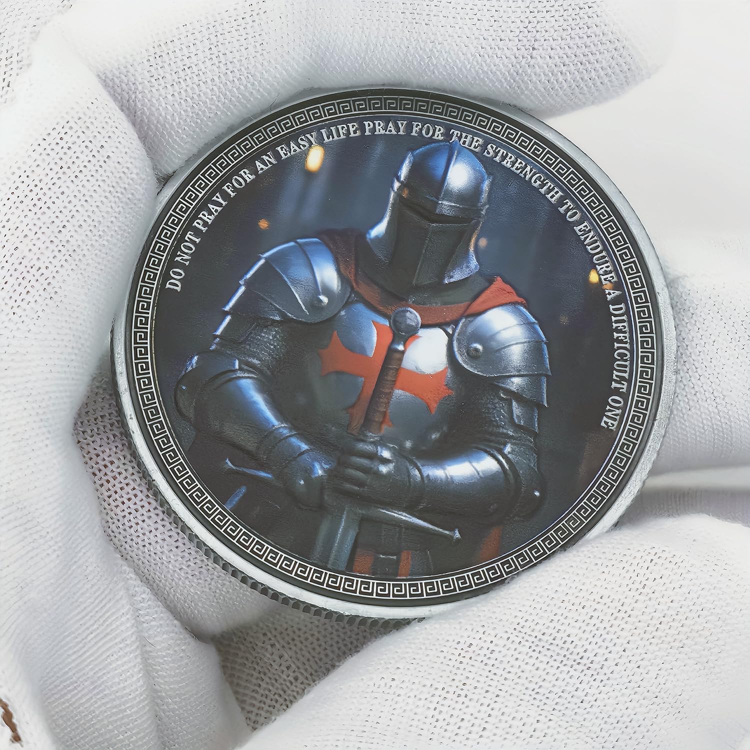 Knight Templar Challenge Coin Armor Red Cross Shield Faith and Bravery Coin Collection (Pack of 6)