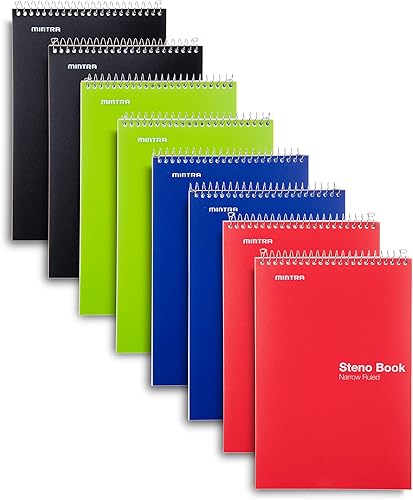 Vista 21 de Mintra Office Steno Book - (colores pastel, 4 blocs por paquete, con rayas Gregg) – 6 x 9 pulgadas, 70 hojas, cuaderno para escribir notas