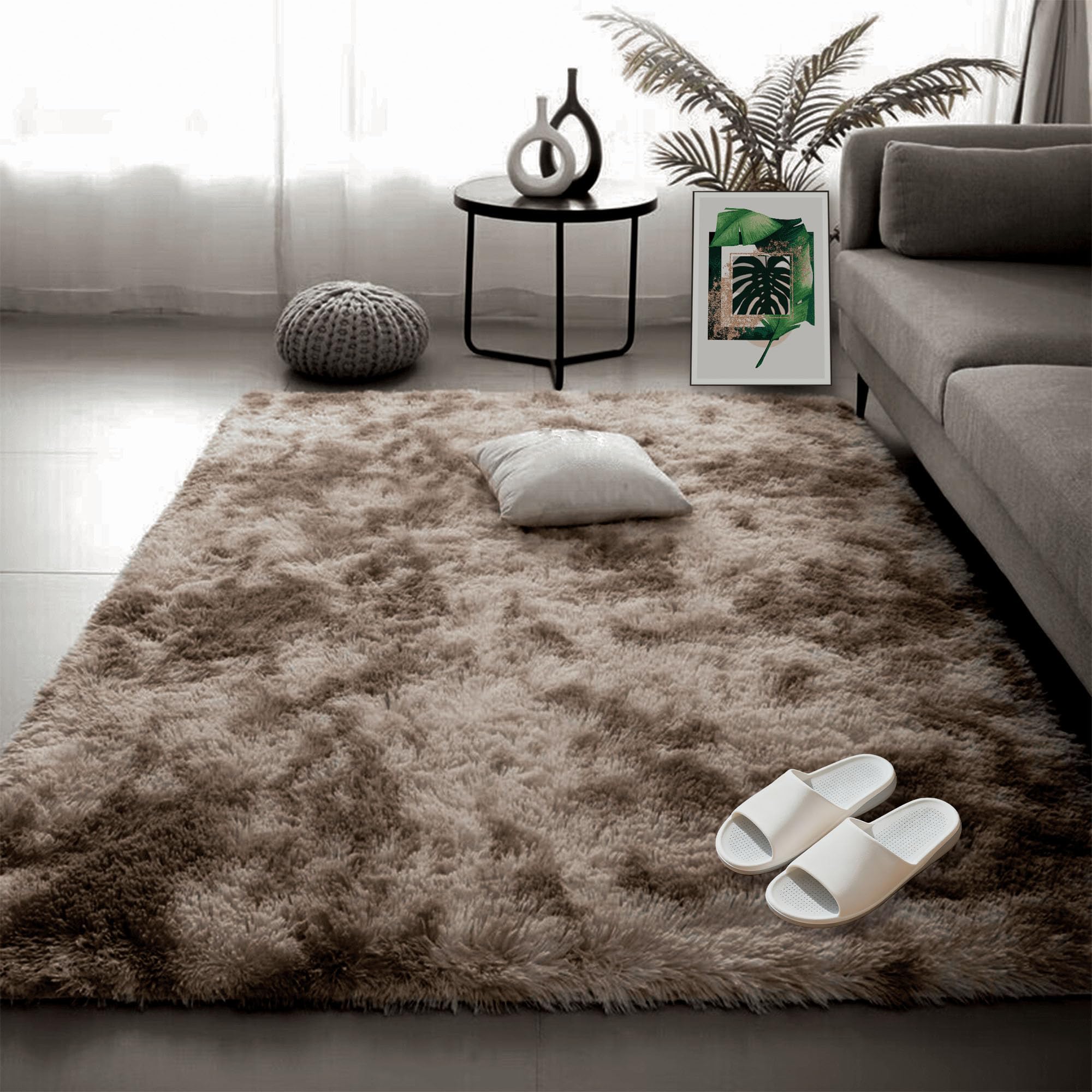 Tapis de sol modern lavable marron 120 x 190 cm pour chambre