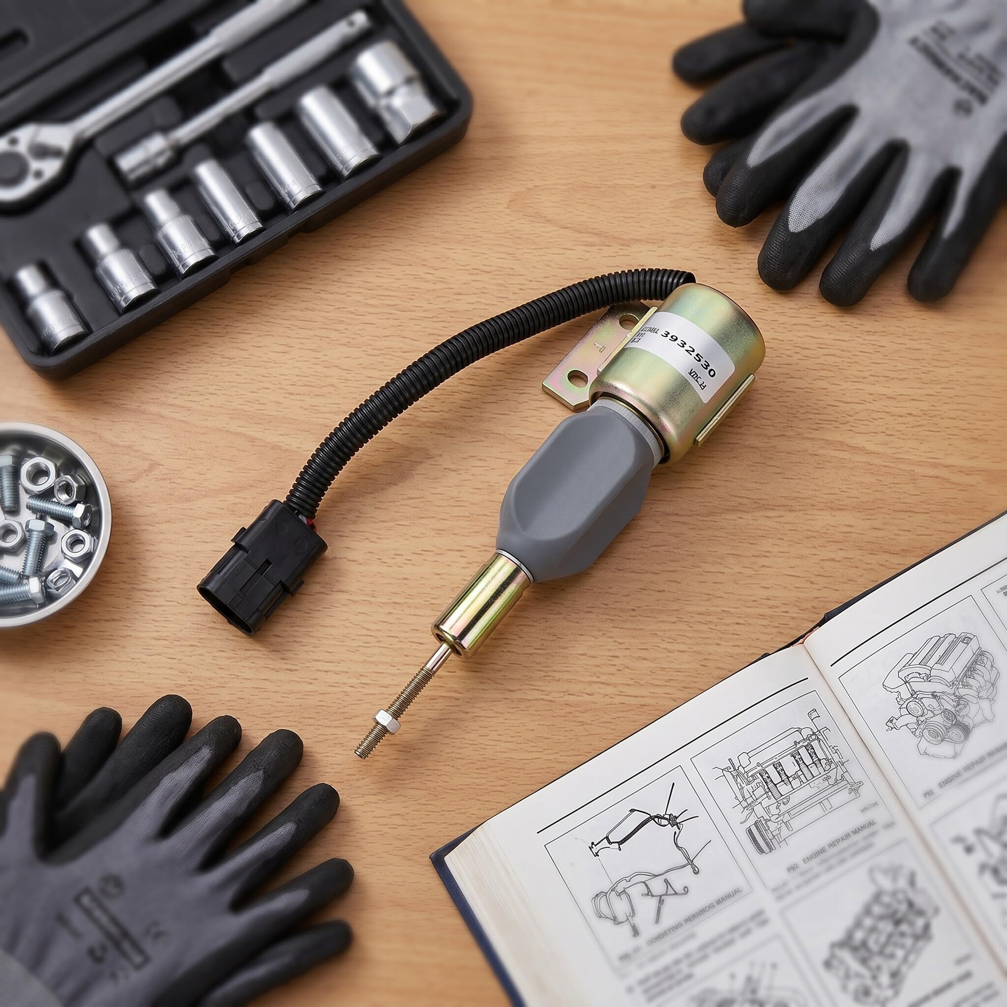 Válvula solenoide de cierre del motor de 24 V, válvula solenoide de parada de combustible, válvula solenoide de llama 3932530 SA 475624, compatible con 4BT 6BT5
