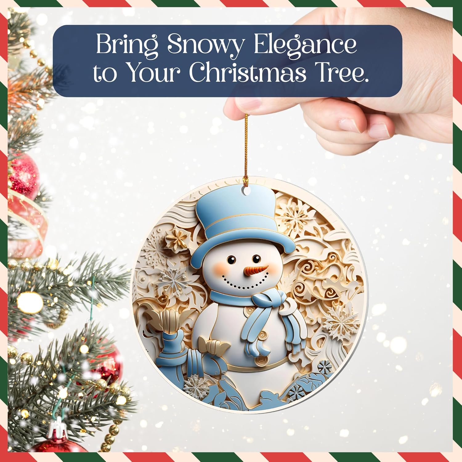 Blue Snowman Christmas Ornament – Cute Blue Snowman Holiday Decor for Tree – Round Layered Acrylic Christmas Decoration – Navidad 2025 Ornament – 2025 Dated Ornaments - Image 7